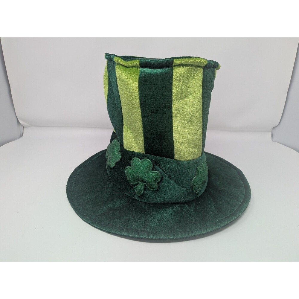 St Patrick's Day Top Hat 9" Jo-Ann Green Velvet Leprechaun Shamrock Velvet NWT